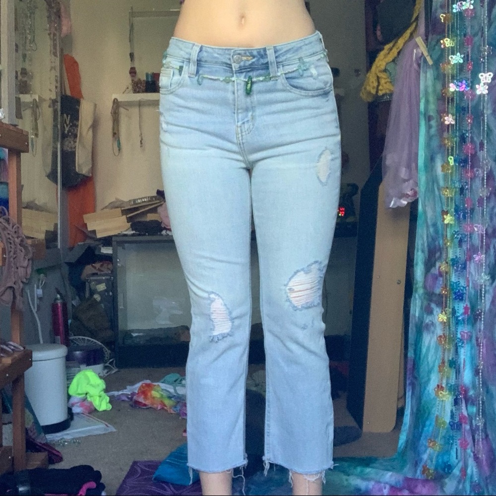 BDG urban outfitters distressed light wash kick flare high rise cropped